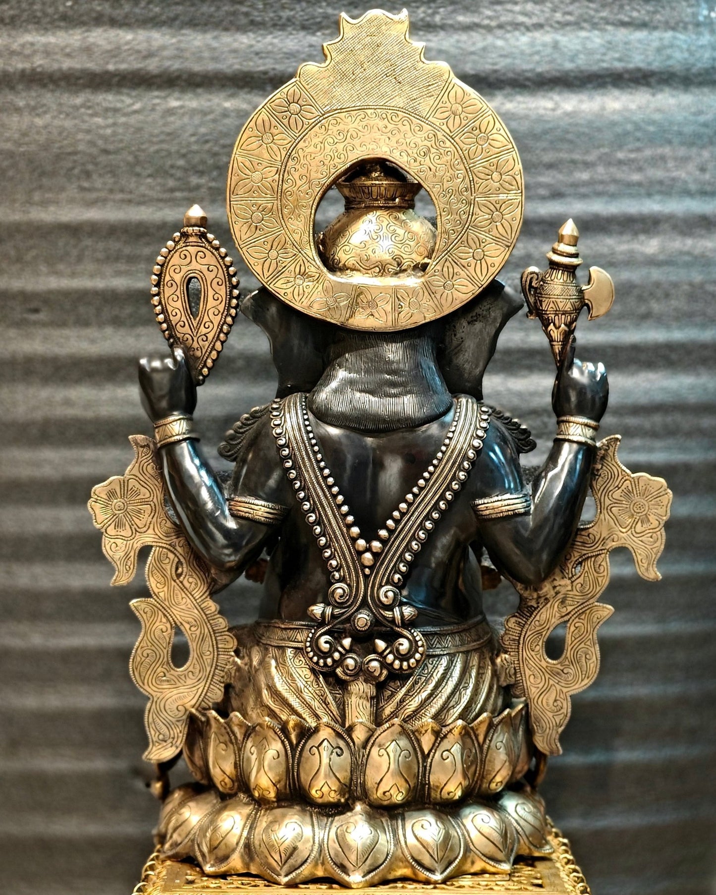 Brass Superfine Black Large Ganesha Statue 29 inch - Budhshiv.com