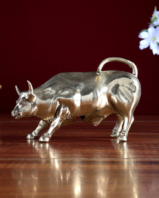 Brass Superfine Charging Bull Vastu Showpiece 5 inch - Budhshiv.com