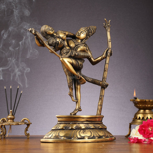 Brass Superfine Dancing Rati and Kaamdeva 13 inch - Budhshiv.com