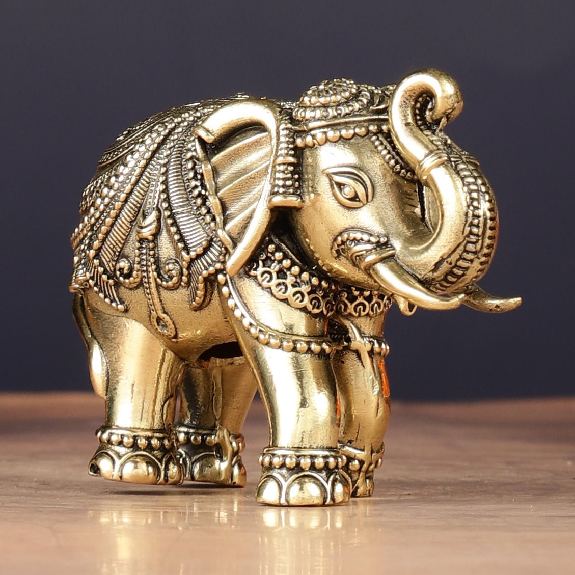 Brass Superfine Elephant Miniature Showpiece 4" - Budhshiv.com