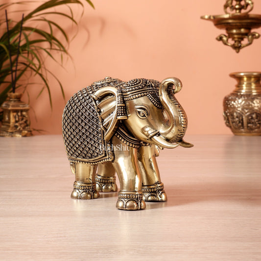 Brass Superfine Elephant Showpiece (5.5 Inch, 470 gm) - Budhshiv.com