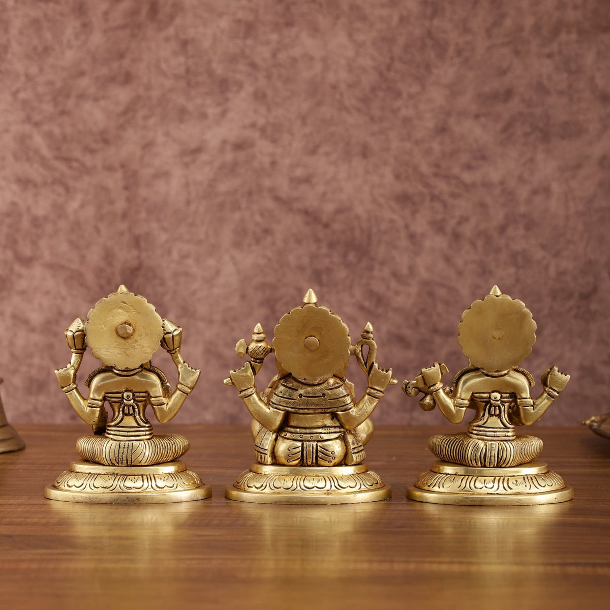 Brass Superfine Ganesh Lakshmi Saraswati Idols Set | 5 - inch - Budhshiv.com
