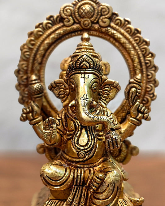 Brass SuperFine Ganesha idol 9.5" - Budhshiv.com