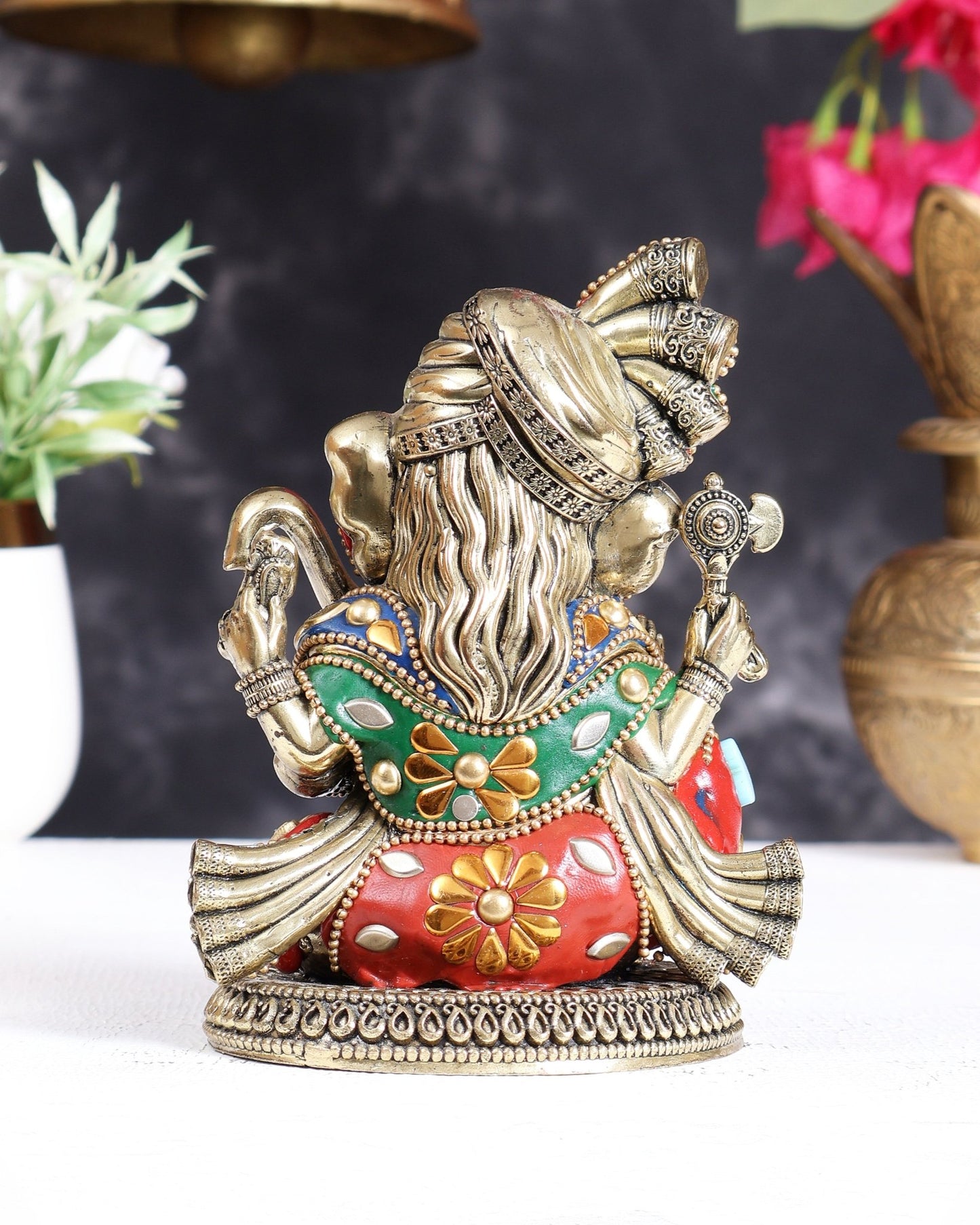 Brass Superfine Ganesha Idol with Turban (Pagdi) – 5.5 Inch Unique Murti with meenakari - Budhshiv.com