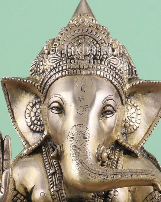 Brass Superfine Ganesha statue 15" matte finish - Budhshiv.com