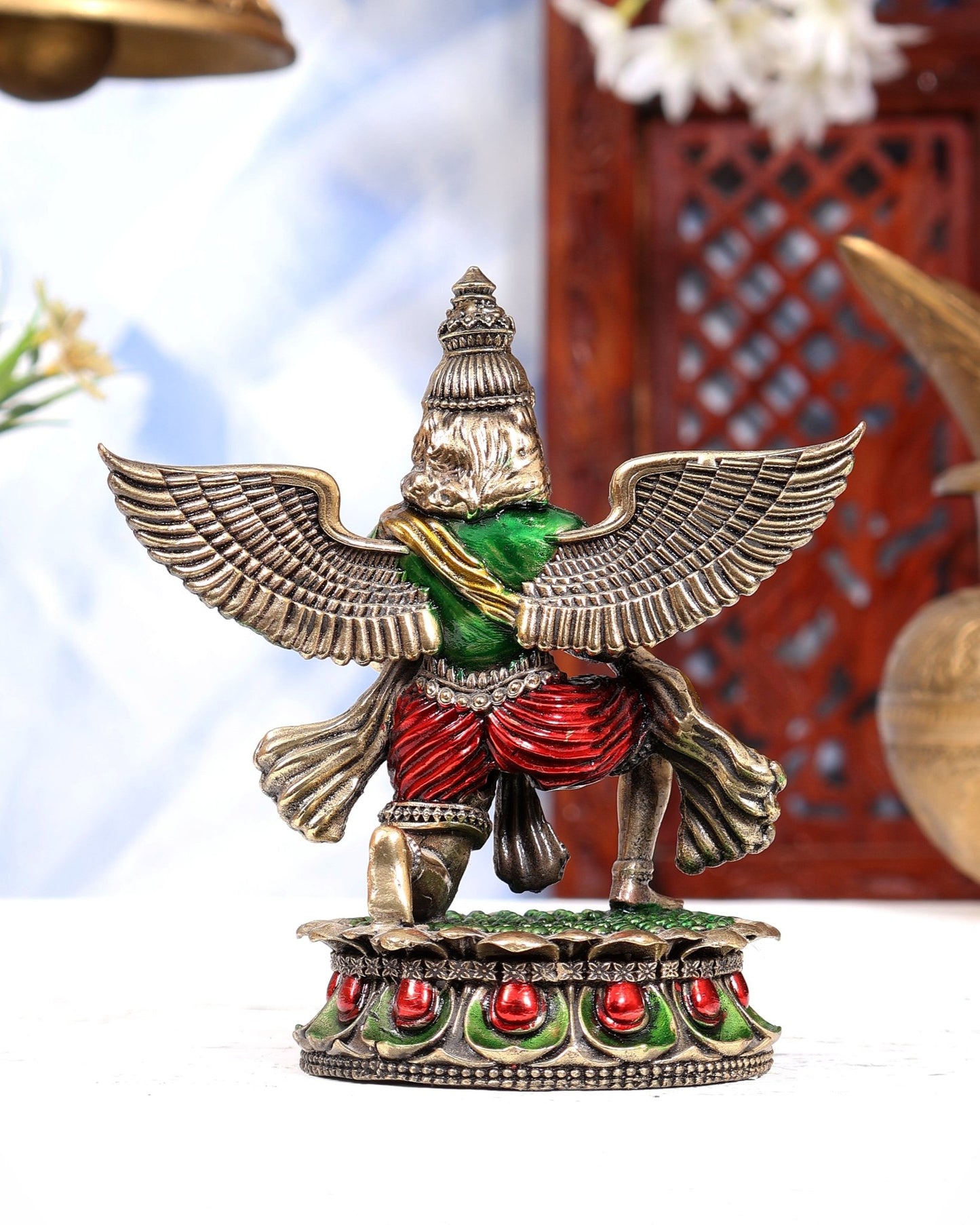 Brass Superfine Garuda Idol – Intricately Handpainted 4.5 inch - Budhshiv.com