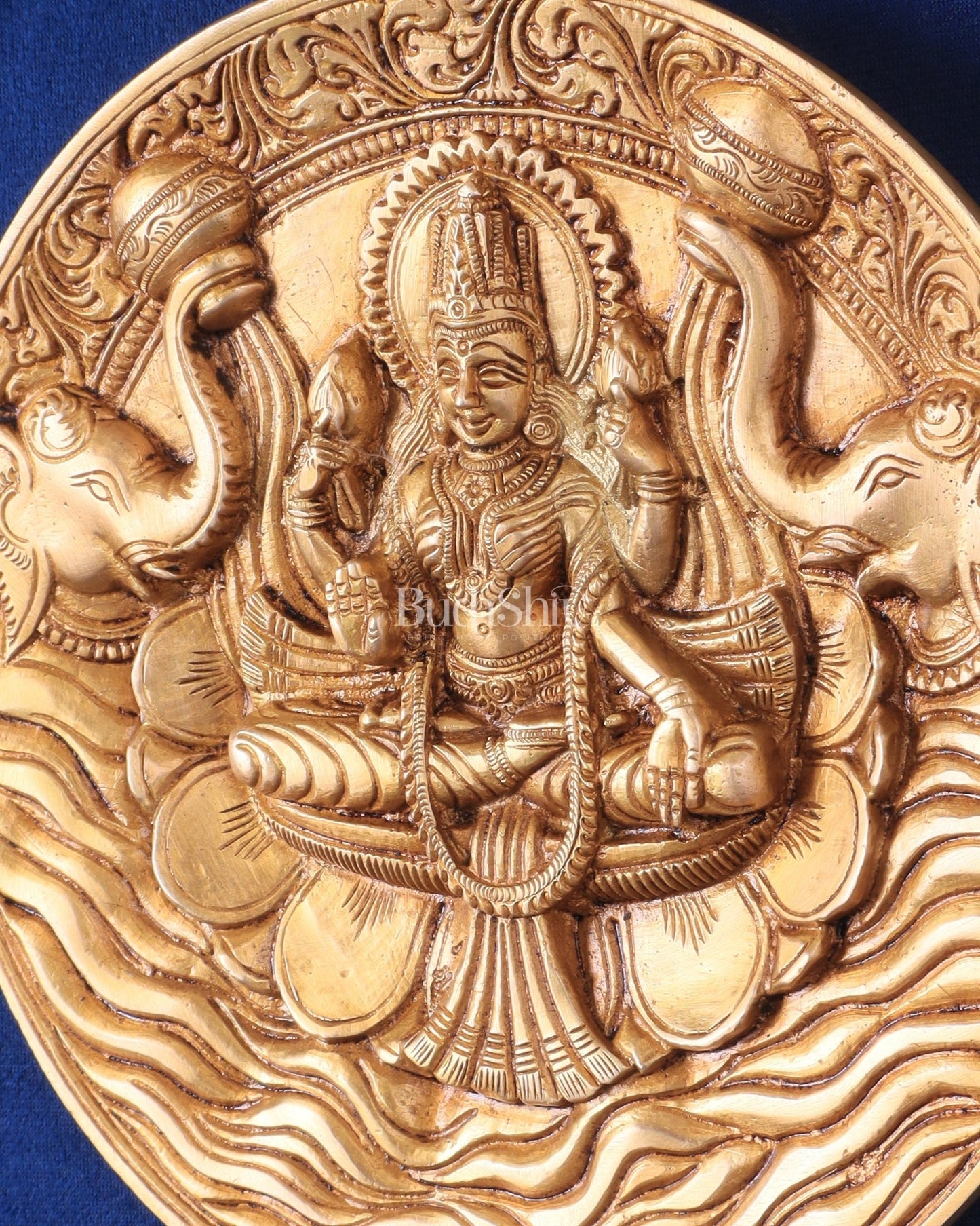 Brass Superfine Goddess Gajalakshmi with Elephants Wall Hanging – Divine Decor - Budhshiv.com