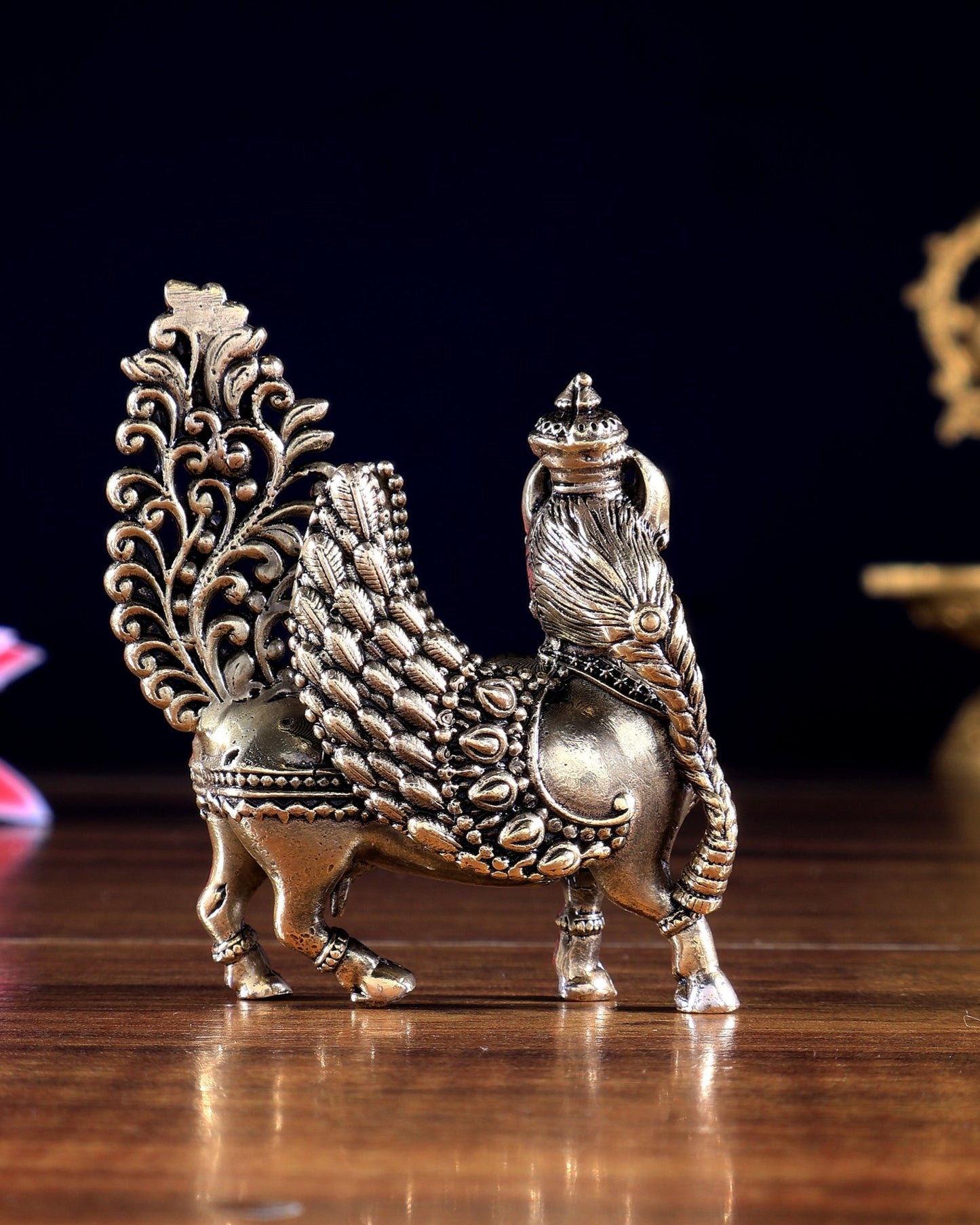 Brass Superfine Goddess Kamdhenu Miniature – Highly Detailed Auspicious Idol - Budhshiv.com