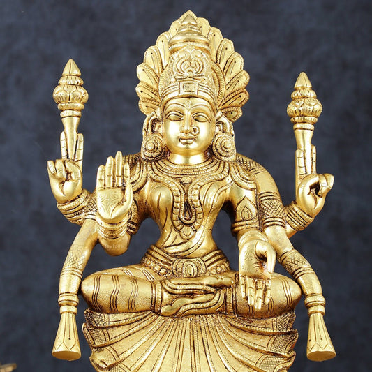 Brass Superfine Goddess Lakshmi as Padmavati Statue Murti Idol | 12.5" - Budhshiv.com
