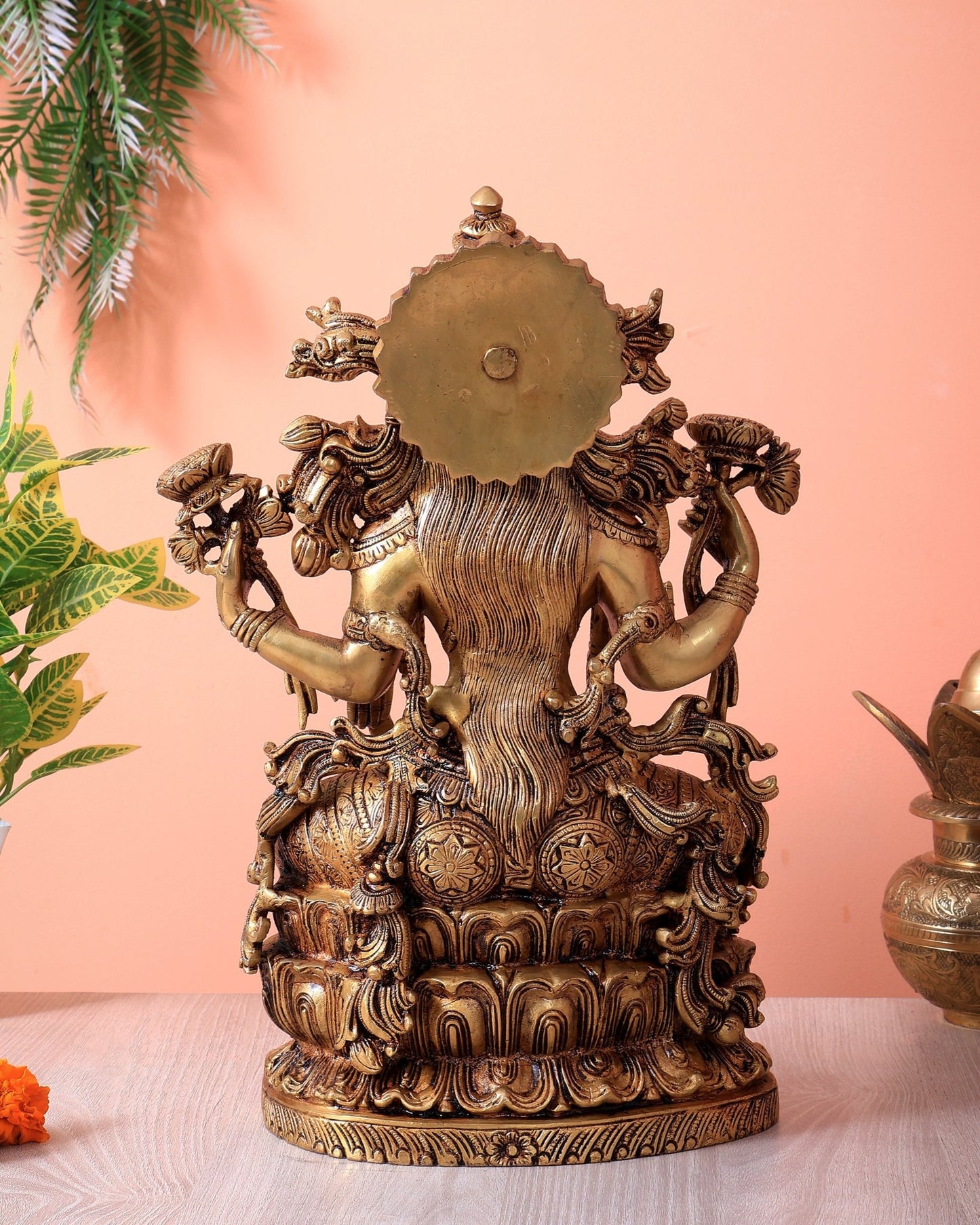 Brass Superfine Goddess Lakshmi Idol | 15 Inch antique tone - Budhshiv.com