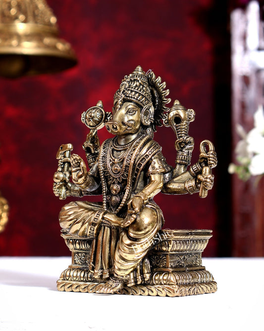 Brass Superfine Goddess Varahi Amman β Hollow Casted Idol 4.5 inch - Budhshiv.com