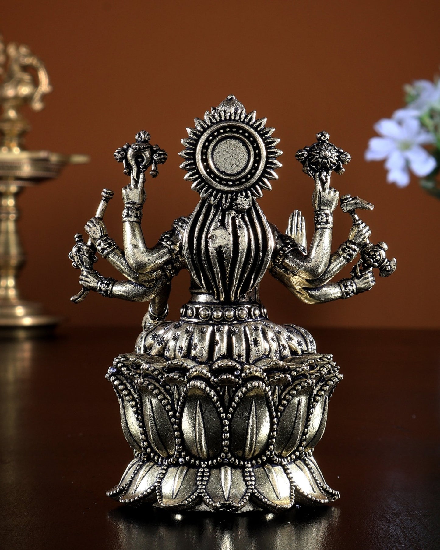Brass Superfine Goddess Varahi on Lotus Idol – Sacred Shakti 4 inch - Budhshiv.com