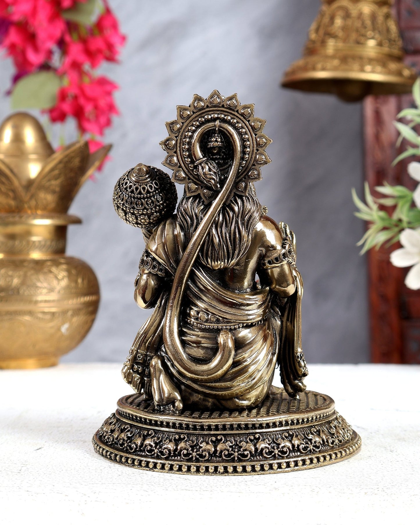 Brass superfine Hanuman 6 inch intricate - Budhshiv.com