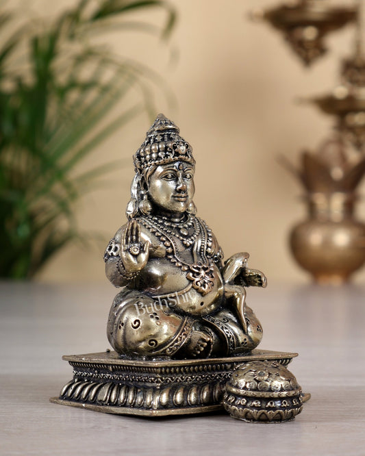Brass Superfine Intricate Lord Kubera Idol 5" - Budhshiv.com