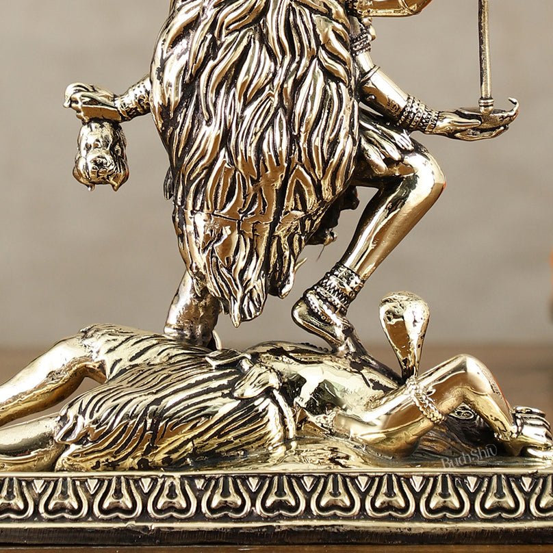 Brass Superfine Intricate Mahakali Idol | 6.5" - Budhshiv.com