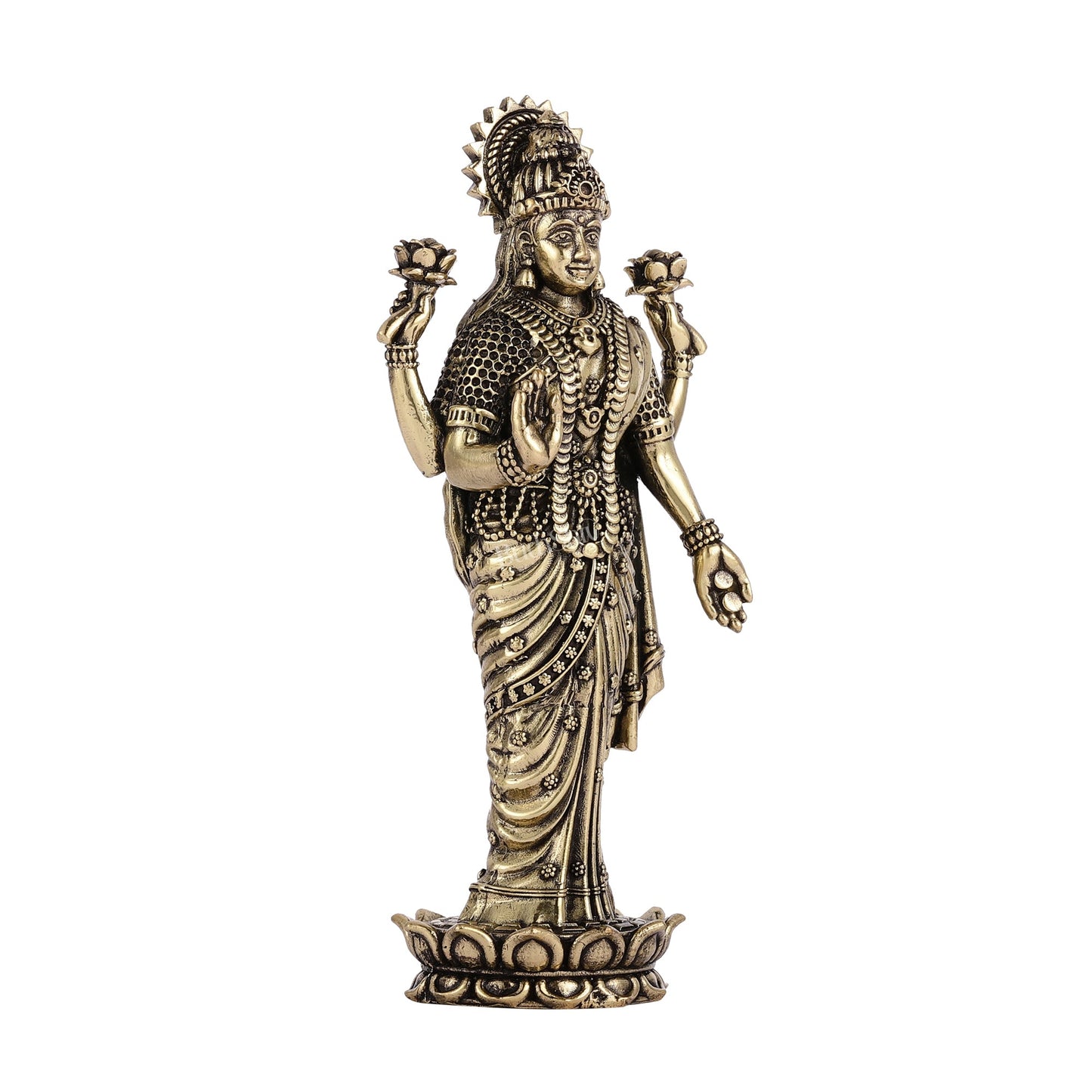Brass Superfine Intricate Standing Vishnu Lakshmi Narayana Idol - 6" - Budhshiv.com