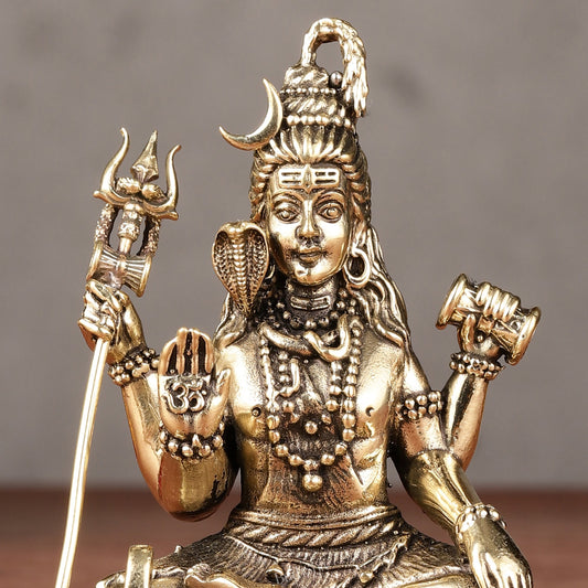 Brass Superfine Intricately Crafted Lord Shiva Idol - 3.5" - Budhshiv.com