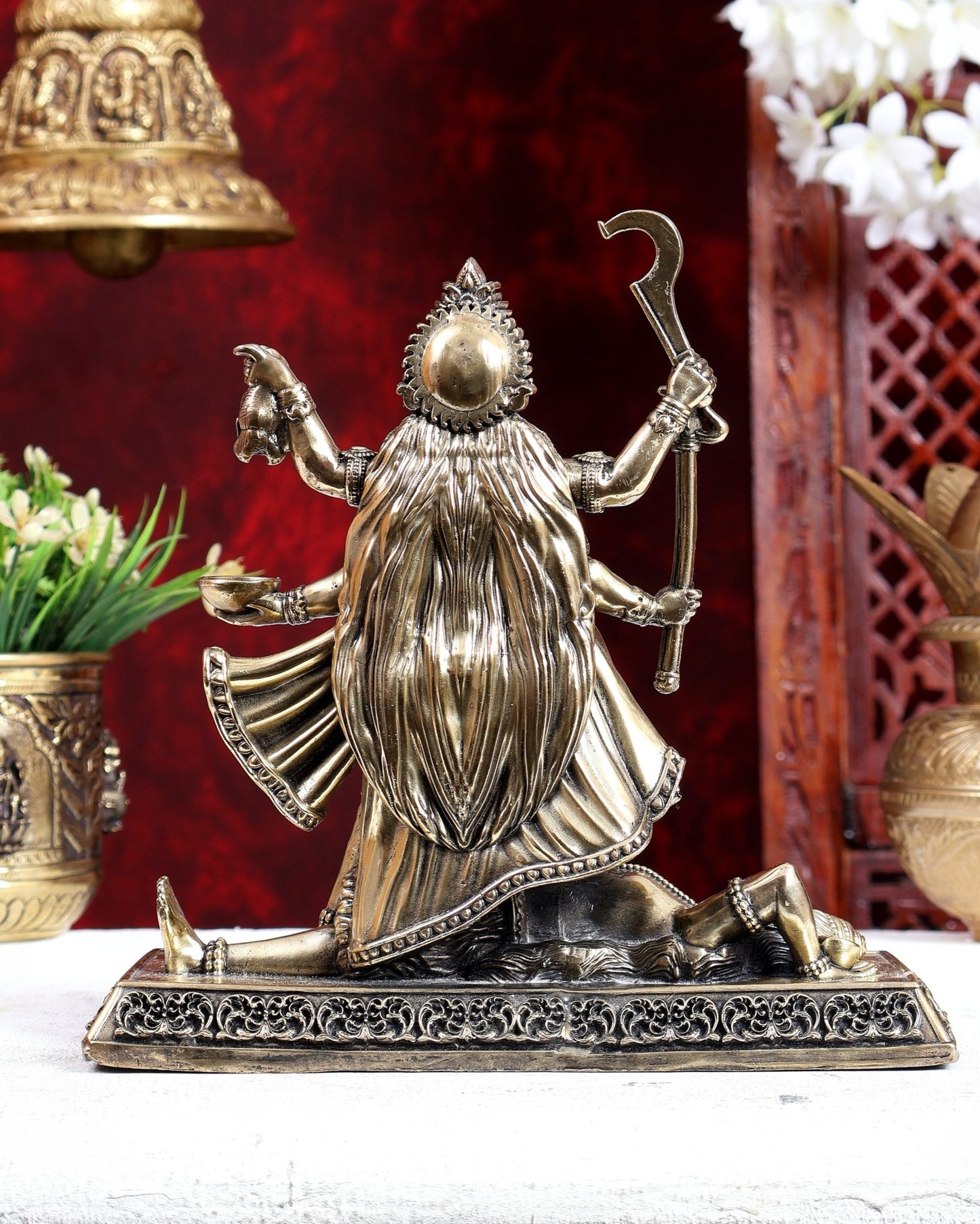 Brass Superfine Kali Maa Idol – Highly Detailed Divine Statue 8 inch - Budhshiv.com
