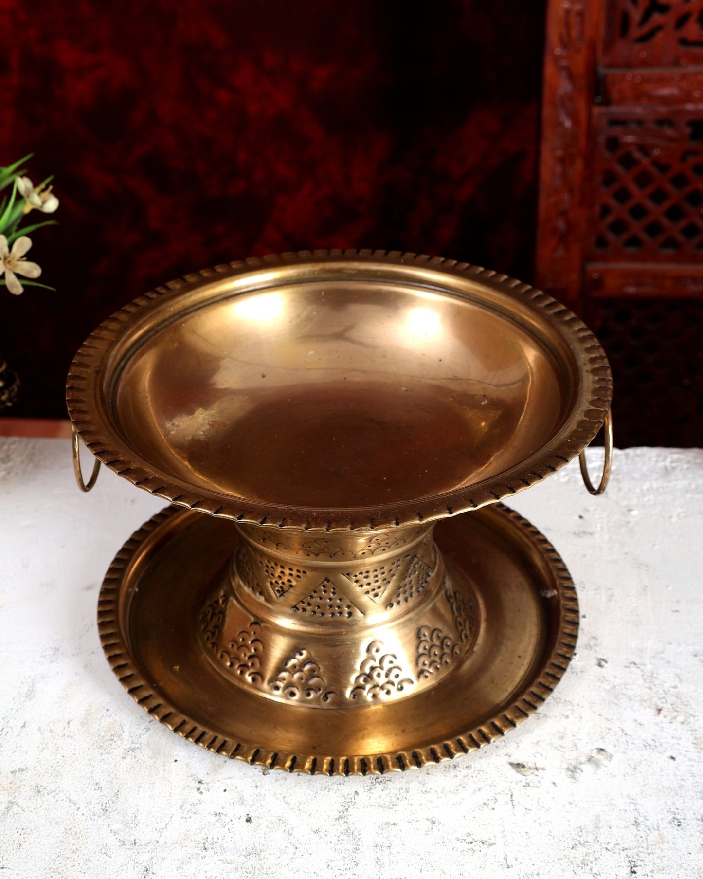 Brass Superfine Khajoor (Date) Pot with Lid – Handcrafted Bowl with Handles - Budhshiv.com
