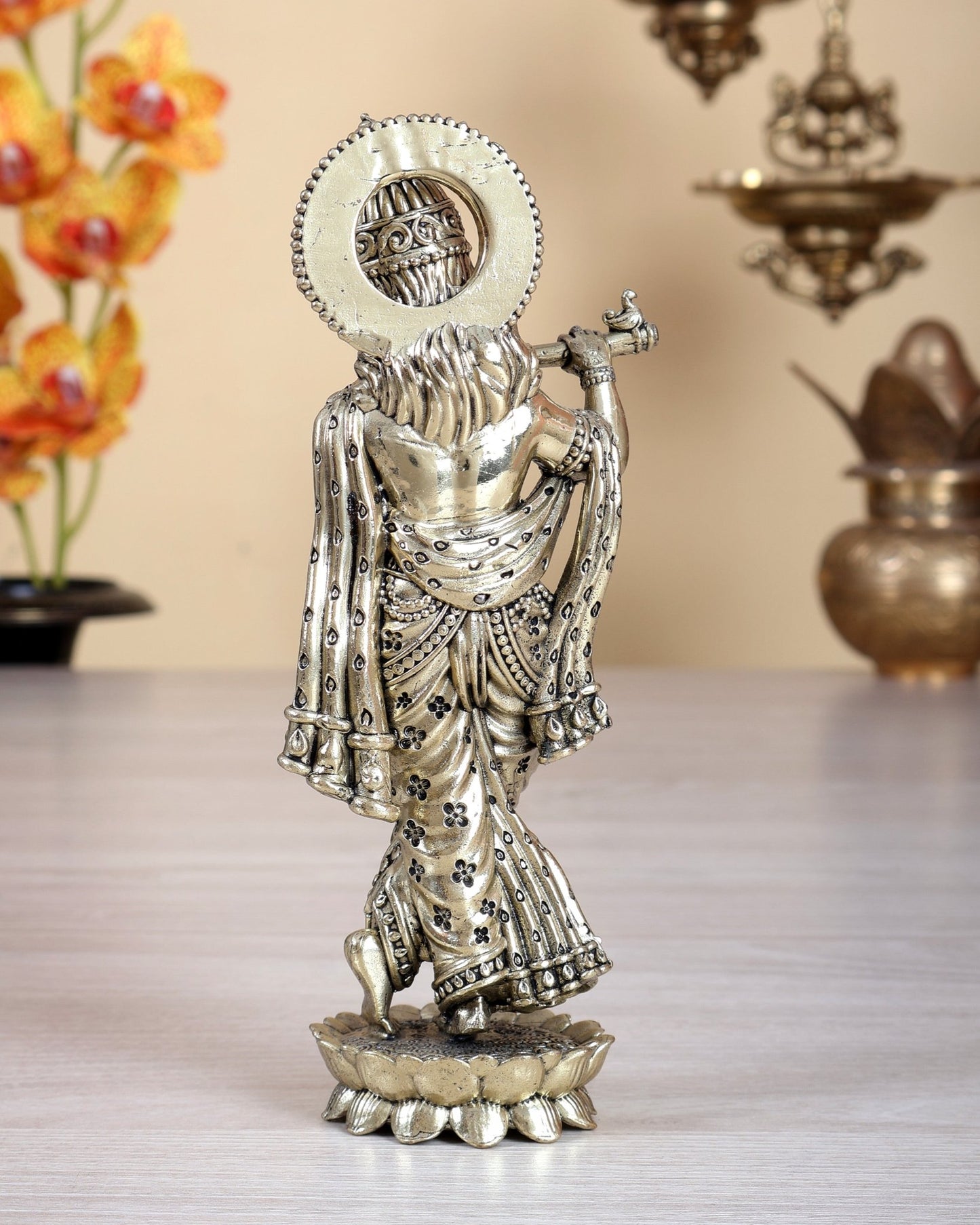 Brass Superfine Krishna Idol – 6" 15.5 cm Divine - Budhshiv.com