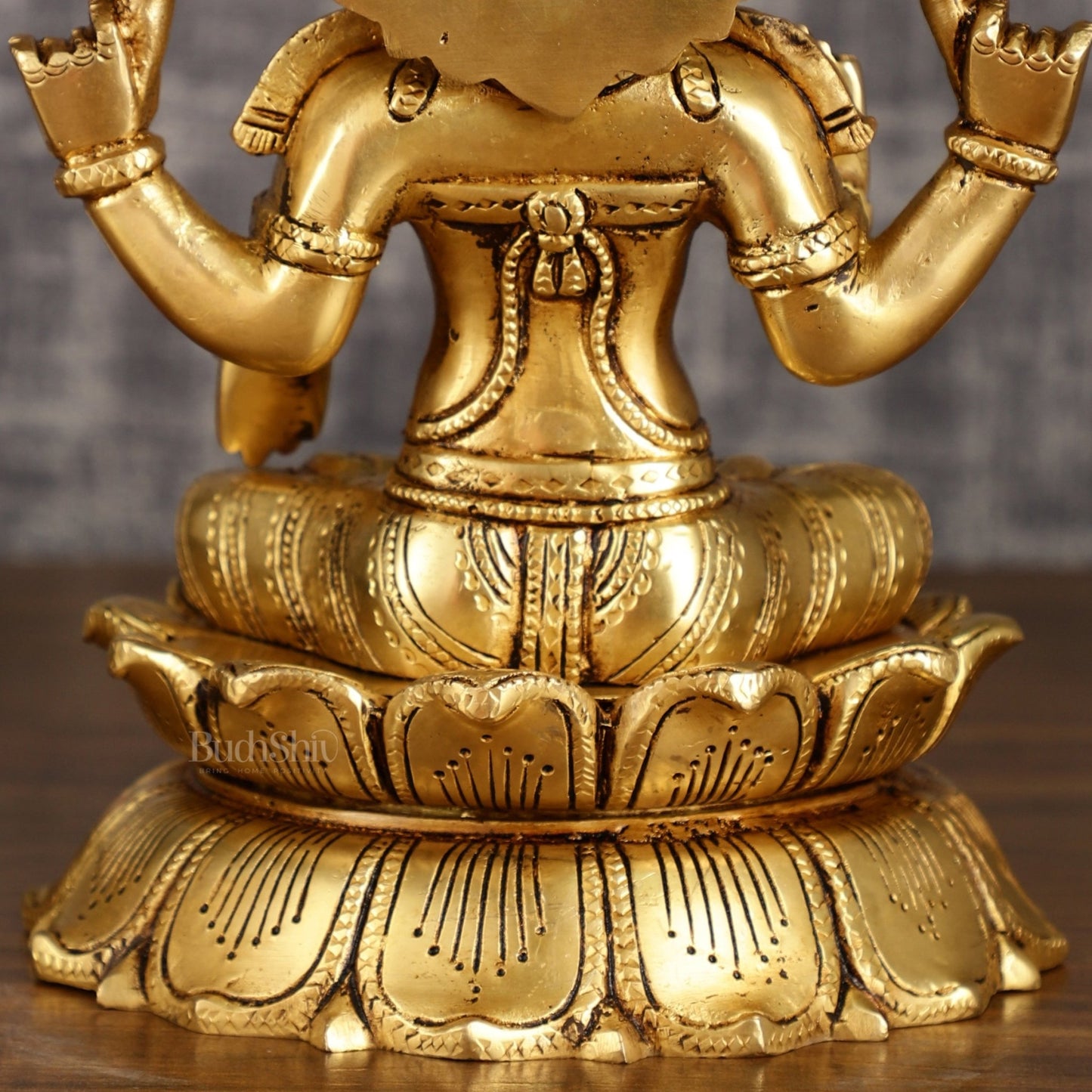 Brass Superfine Lakshmi Statue on Lotus | 9 Inch - Budhshiv.com