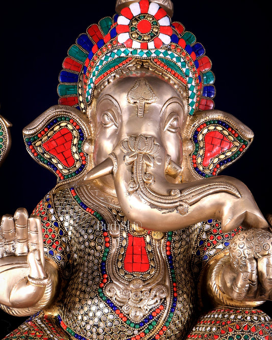 Brass Superfine Large Lord Ganesha Statue 25 inch - Budhshiv.com