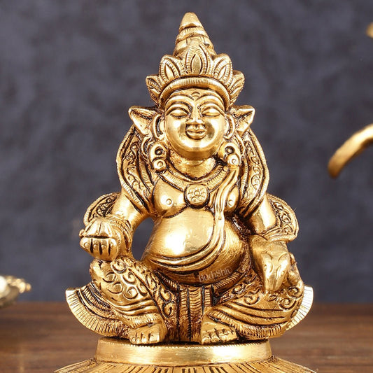 Brass Superfine Lord Kubera Idol - 4.5" Height - Budhshiv.com
