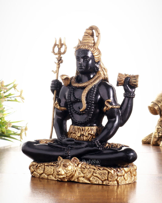 Brass Superfine Lord Shiva in Meditation Statue 6" black edition - Budhshiv.com