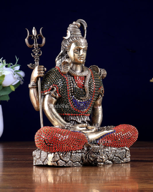 Brass Superfine Lord Shiva Statue – 7 Inch jewellery work - Budhshiv.com