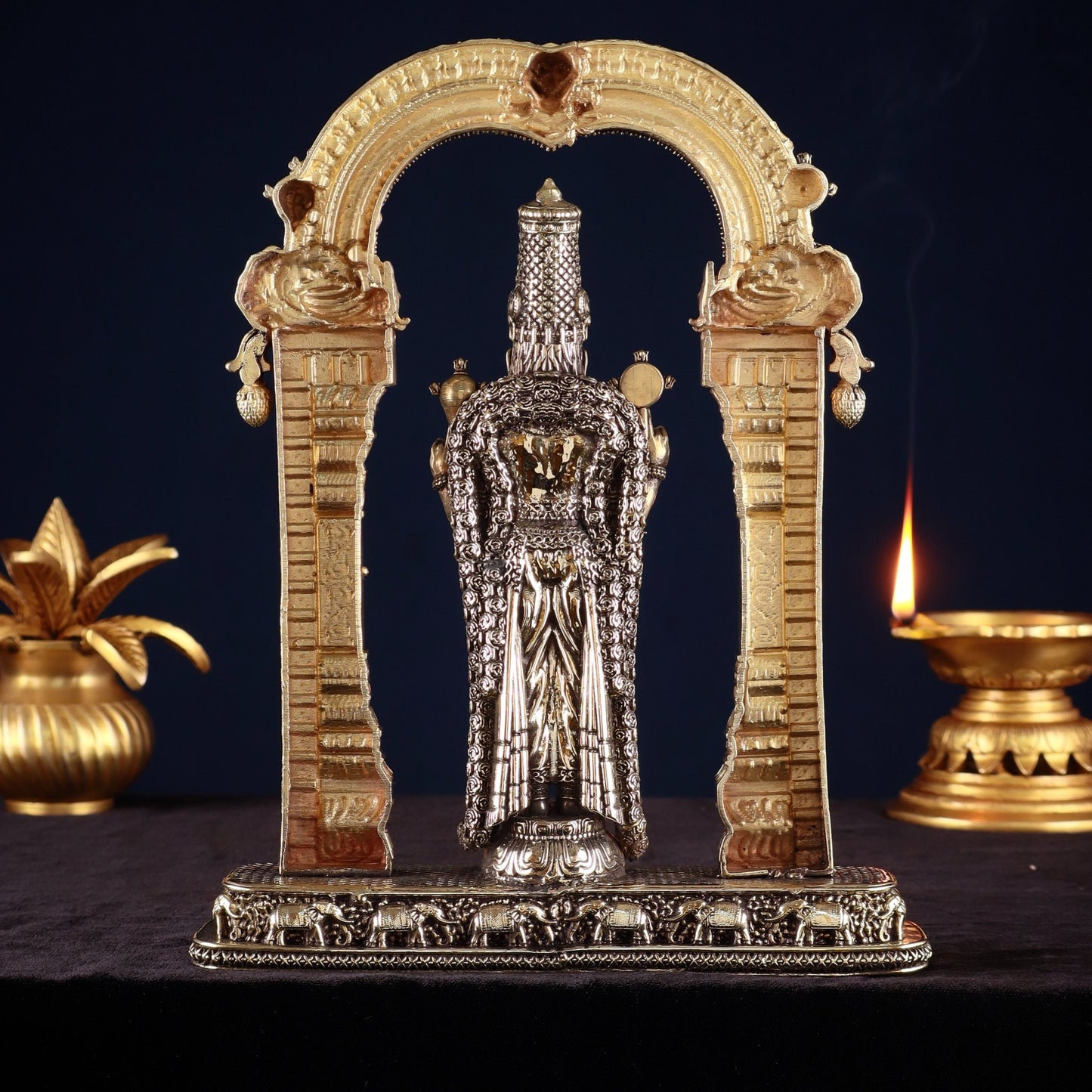 Brass Superfine Lord Tirupati Balaji Intricate Lightweight Statue 9.5" - Budhshiv.com