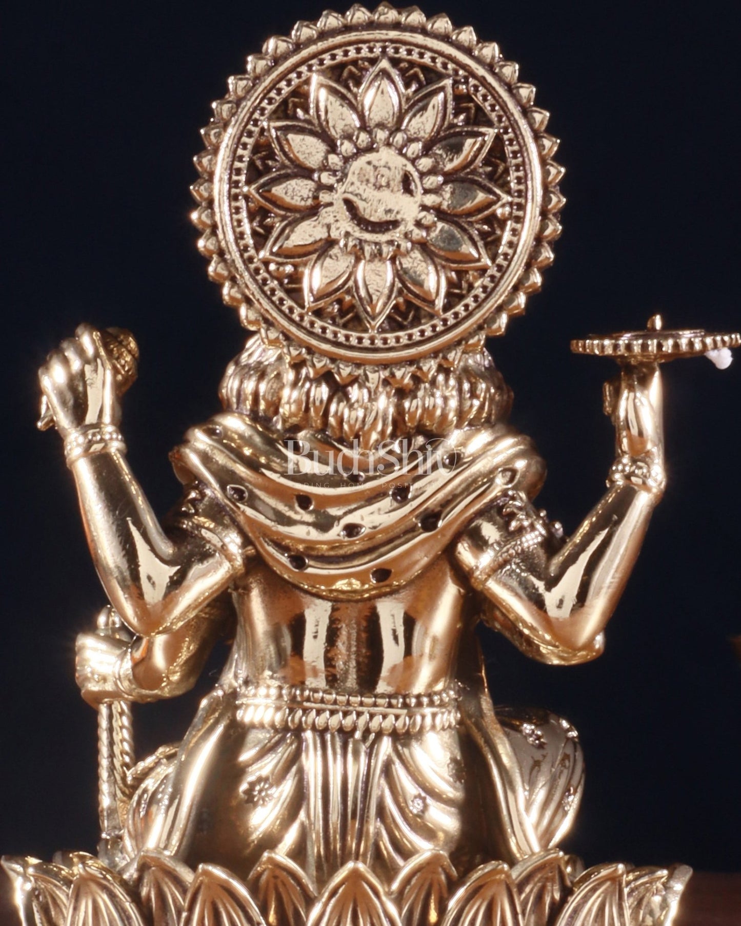Brass Superfine Lord Vishnu Seated on Lotus Idol - Budhshiv.com
