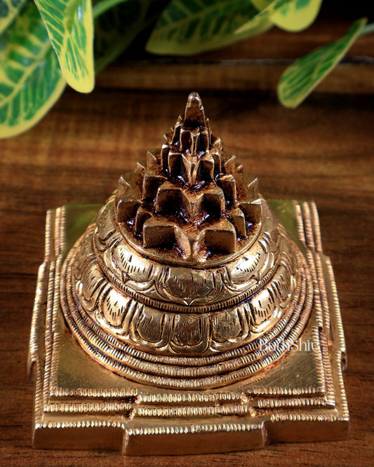 Brass Superfine Maha Meru Shree Yantra | Sacred Vastu & Prosperity Energizer (3.5 Inch) - Budhshiv.com
