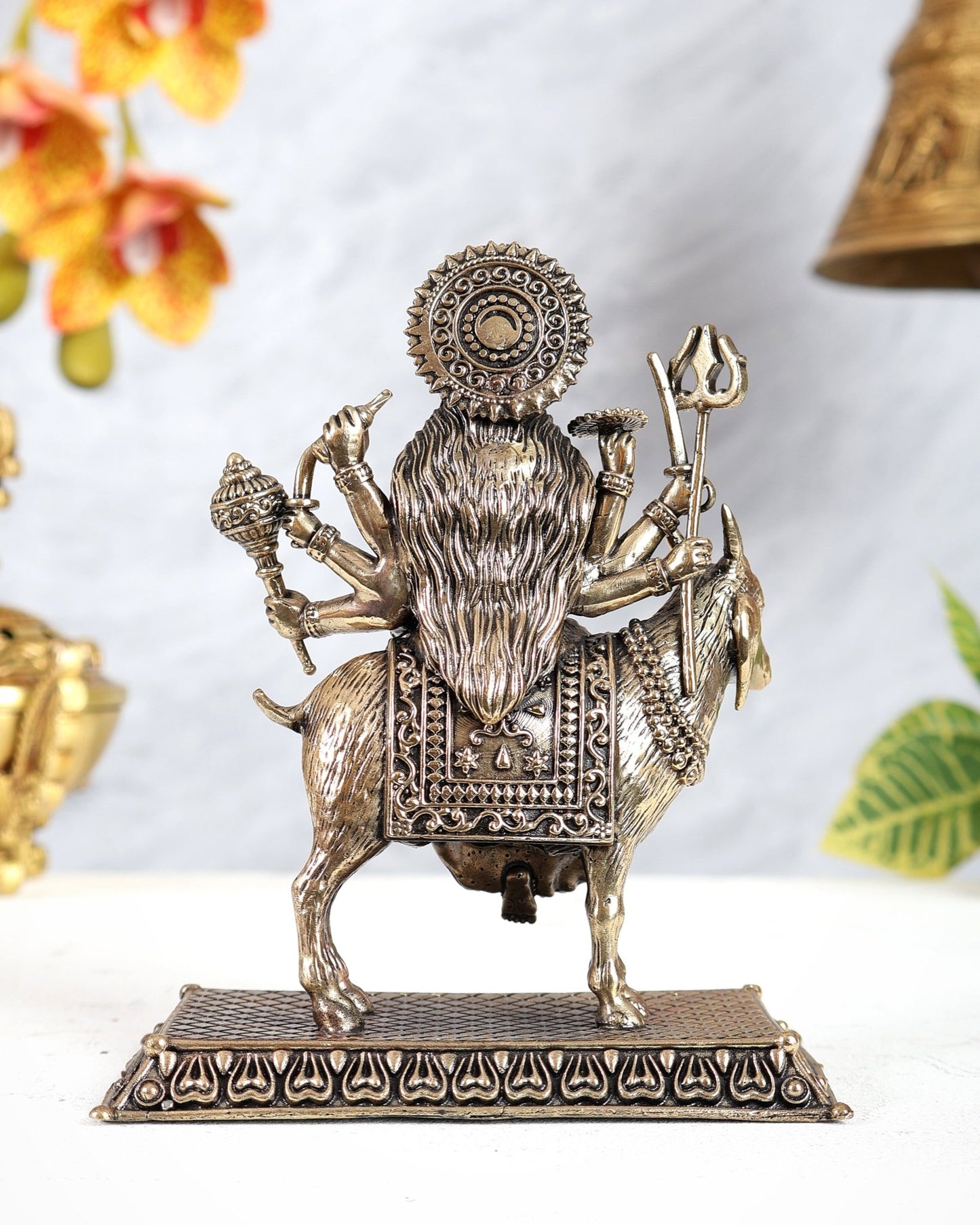 Brass Superfine Meldi Mata Idol – Divine Guardian Goddess Sculpture (5.5 Inches) - Budhshiv.com