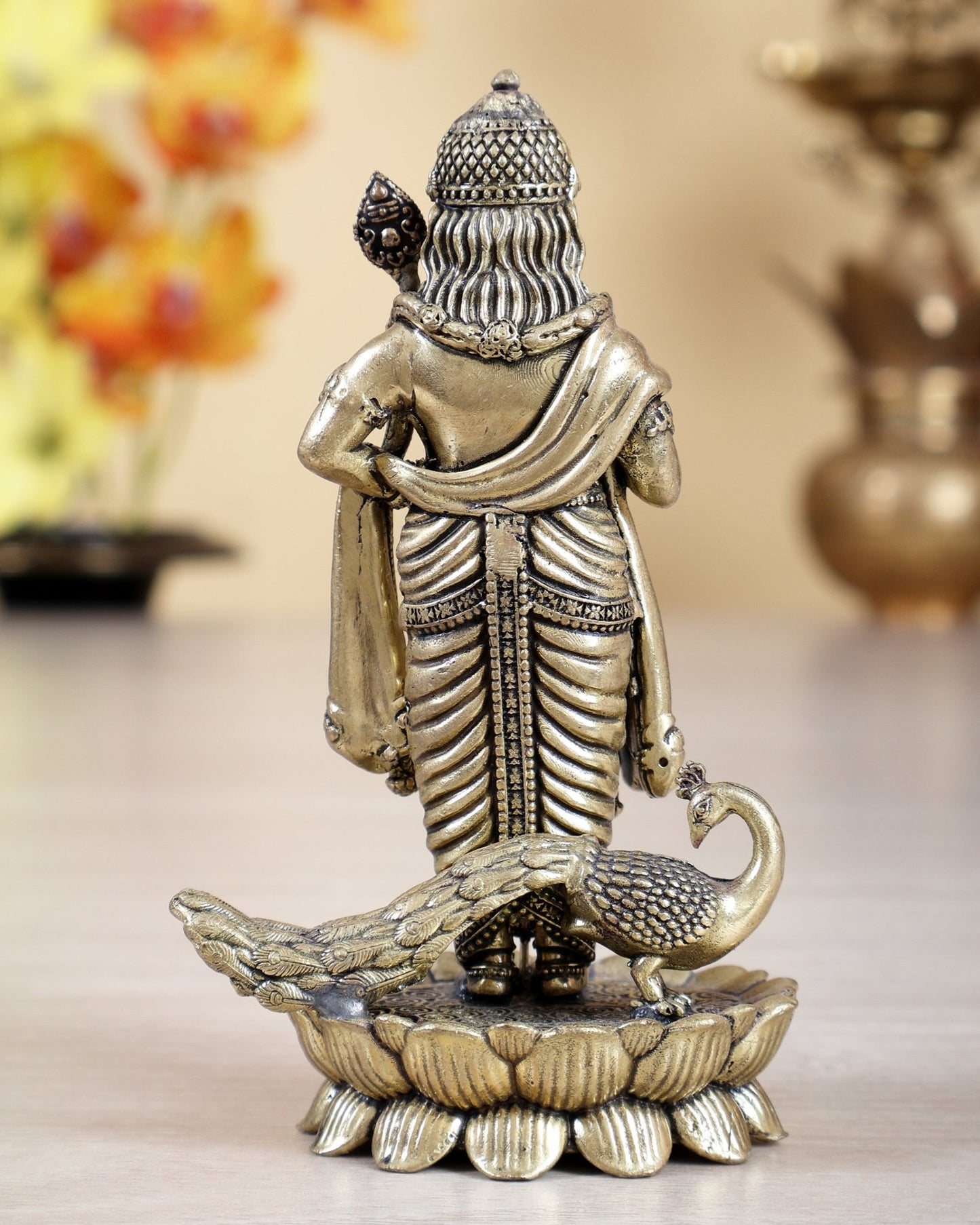 Brass Superfine Murugan Swamy (Kartikeya) Idol on Lotus Base – 4.5 Inch Divine Murti (161 gm) - Budhshiv.com