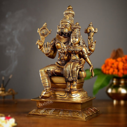 Brass Superfine Narsimha Lakshmi Statue 15" - Budhshiv.com