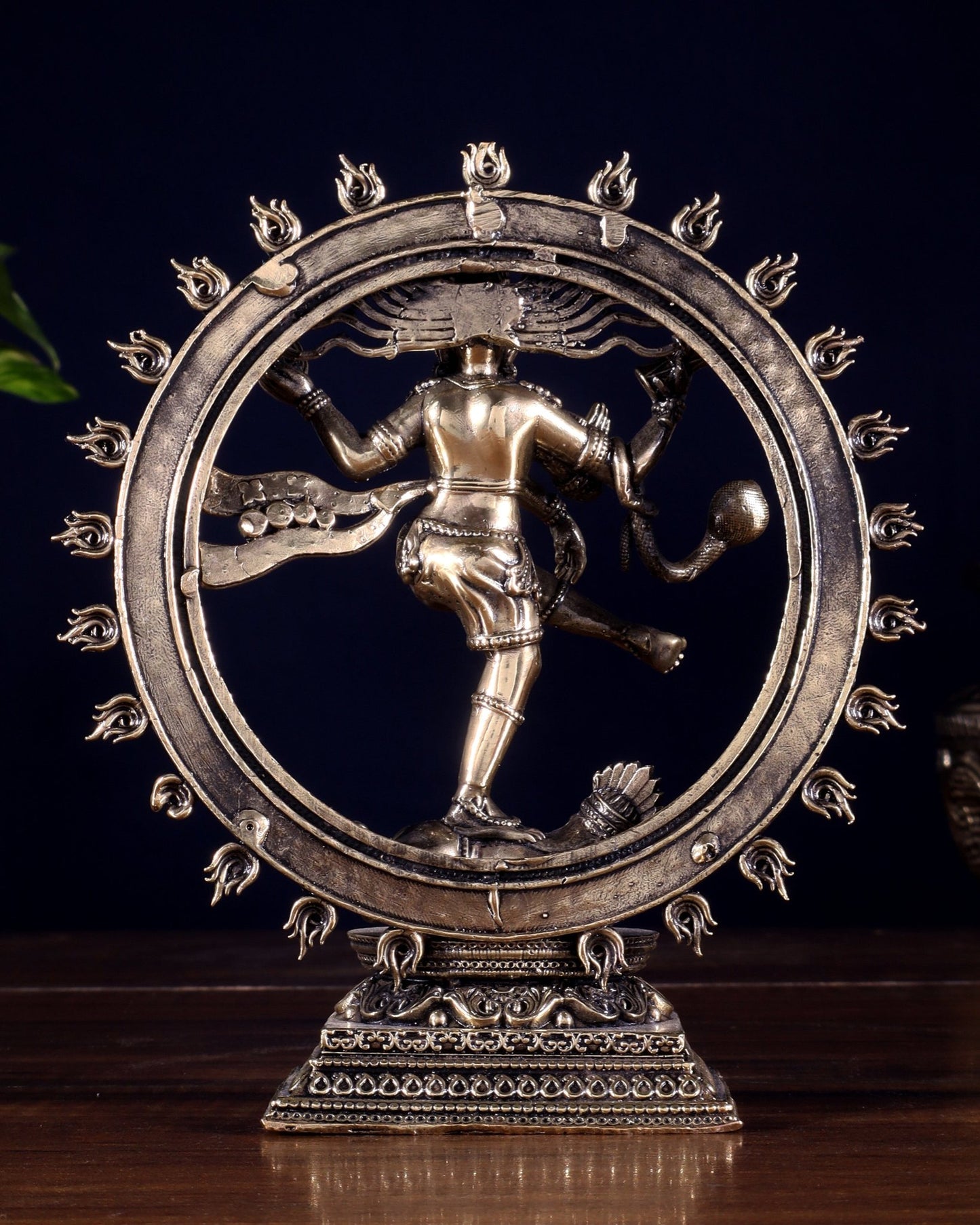 Brass Superfine Nataraja – Dancing Shiva with Intricate Carvings 6 inch - Budhshiv.com