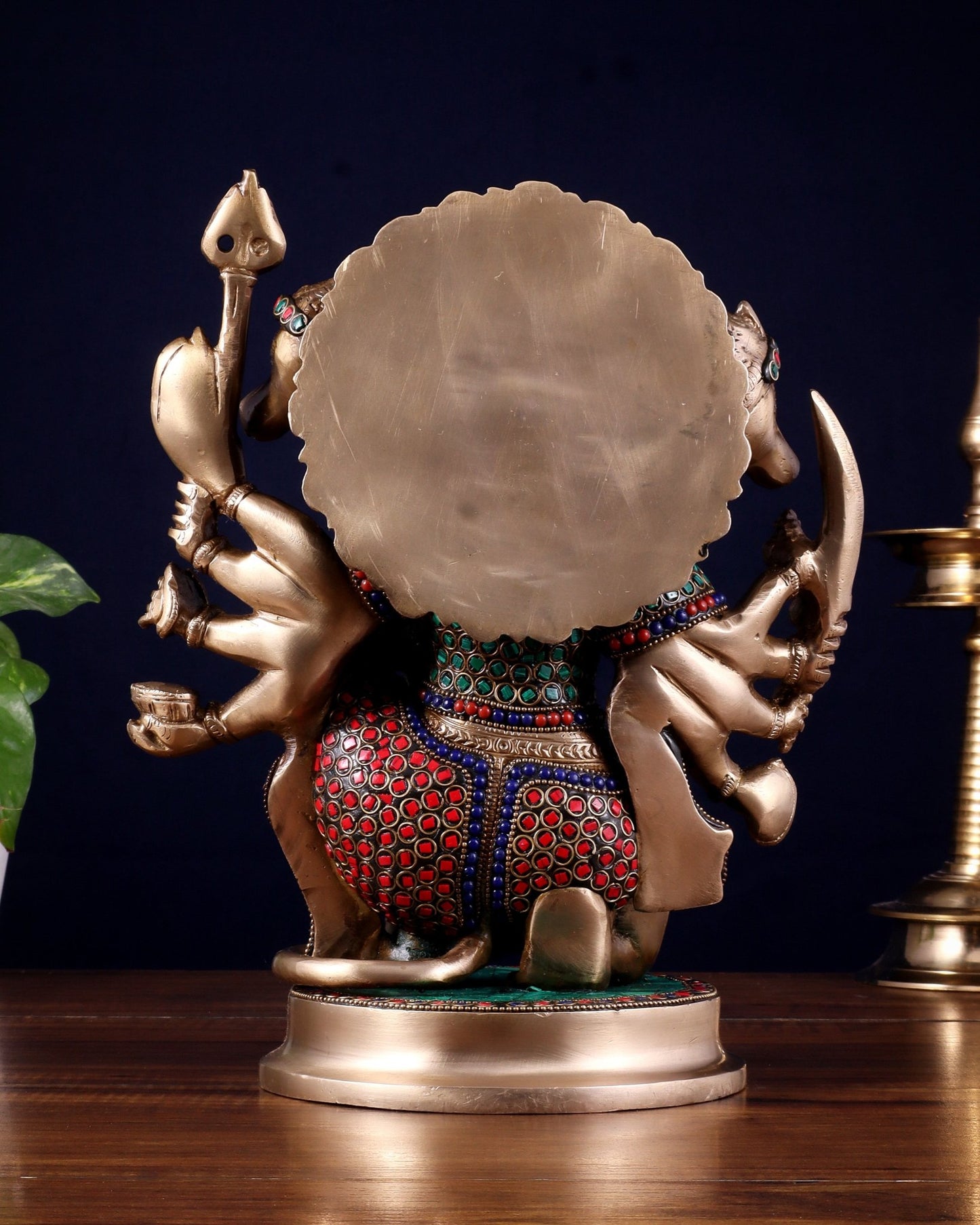 Brass Superfine Panchmukhi Hanuman 11 " with stonework - Budhshiv.com