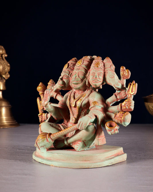 Brass Superfine Panchmukhi Hanuman idol 6 inch green tone - Budhshiv.com