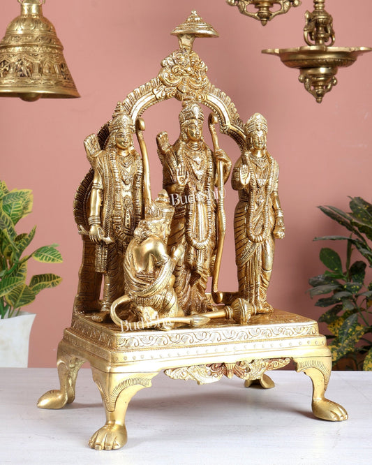 Brass Superfine Ram Darbar Idol 13.5 Inch – Lord Rama Sita Lakshman Hanuman Statue - Budhshiv.com