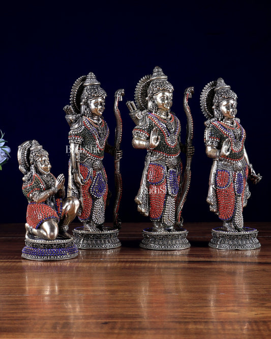 Brass Superfine Ram darbar idol set 10 inch jewellery work - Budhshiv.com