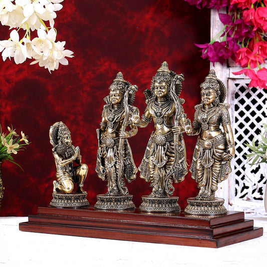 Brass Superfine Ram Darbar on Wooden Base 10 inch - Budhshiv.com
