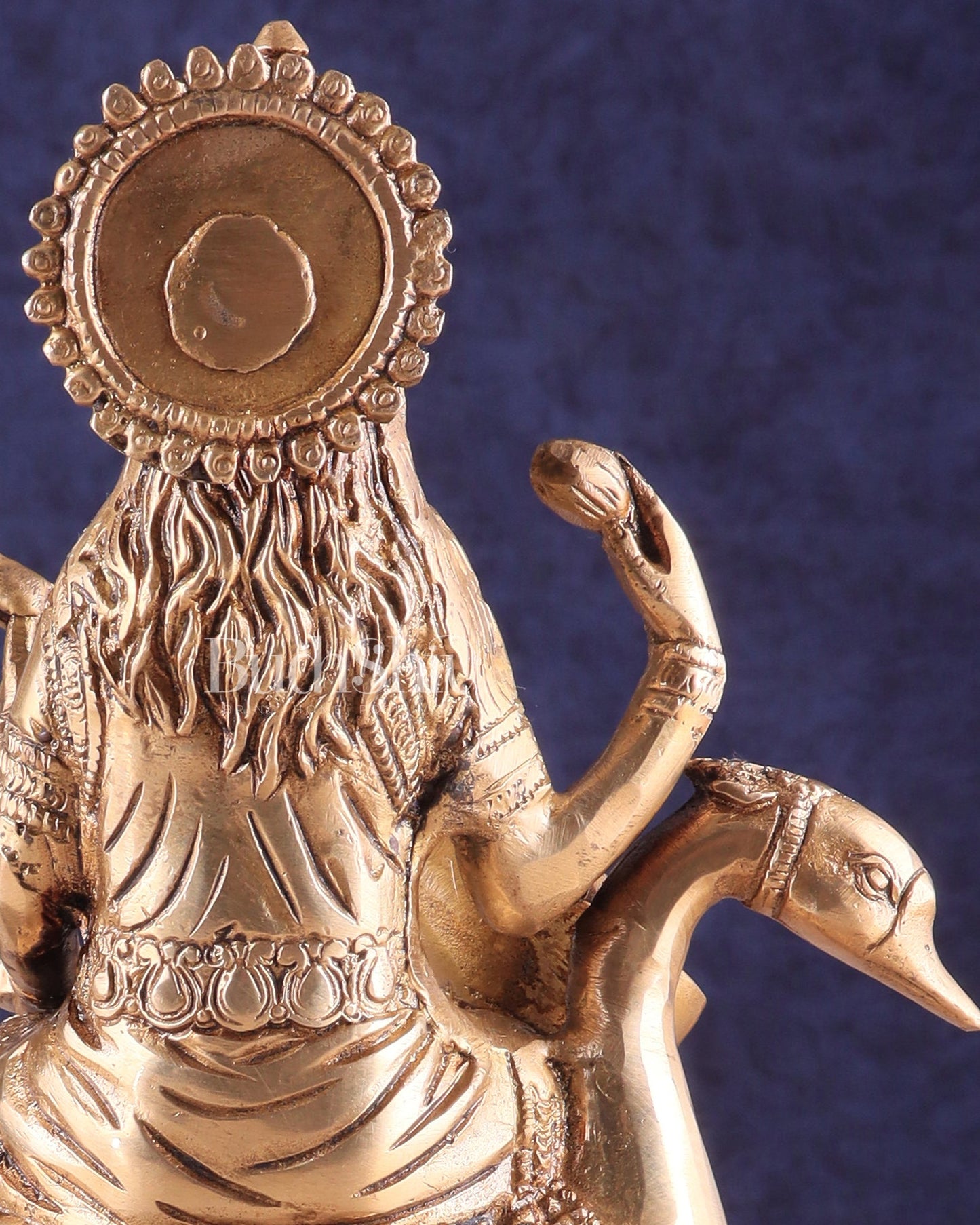 Brass Superfine Saraswati Idol - 8.5 Inch golden hues - Budhshiv.com