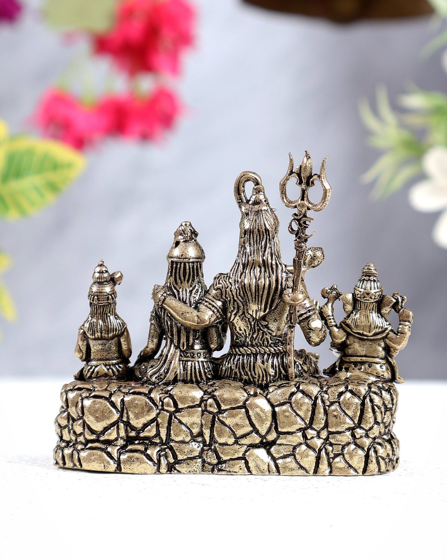 Brass Superfine Shiva Parivar Idol Miniature – Divine Family Sculpture (2.8 Inches) - Budhshiv.com