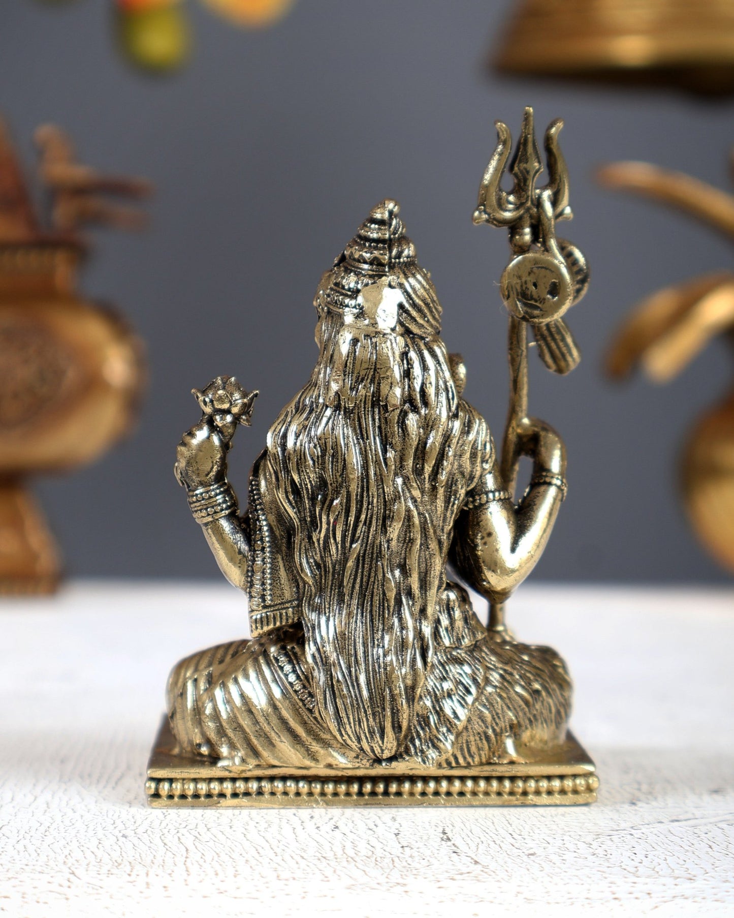 Brass Superfine Sitting Ardhanarishwara Meditation Idol – Divine Shiva Shakti Statue (4 Inches) - Budhshiv.com