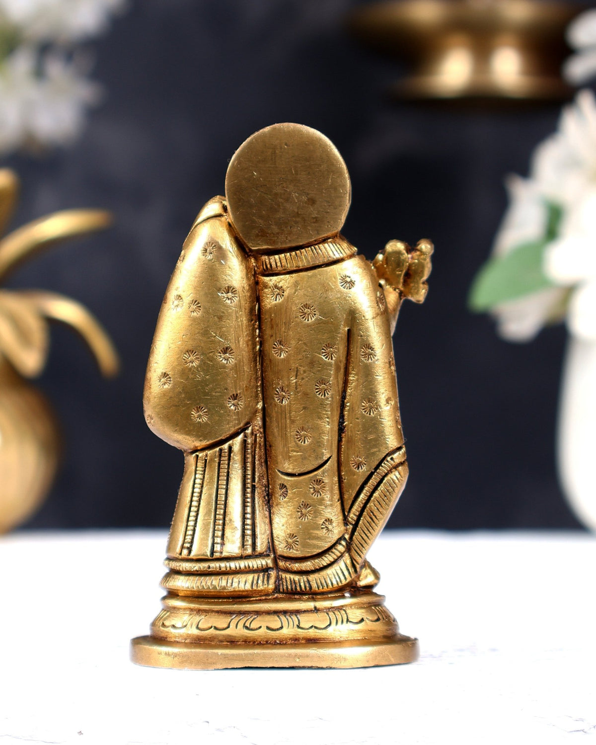 Brass Superfine Small Radha Krishna Together Idol - 4" Height - Budhshiv.com
