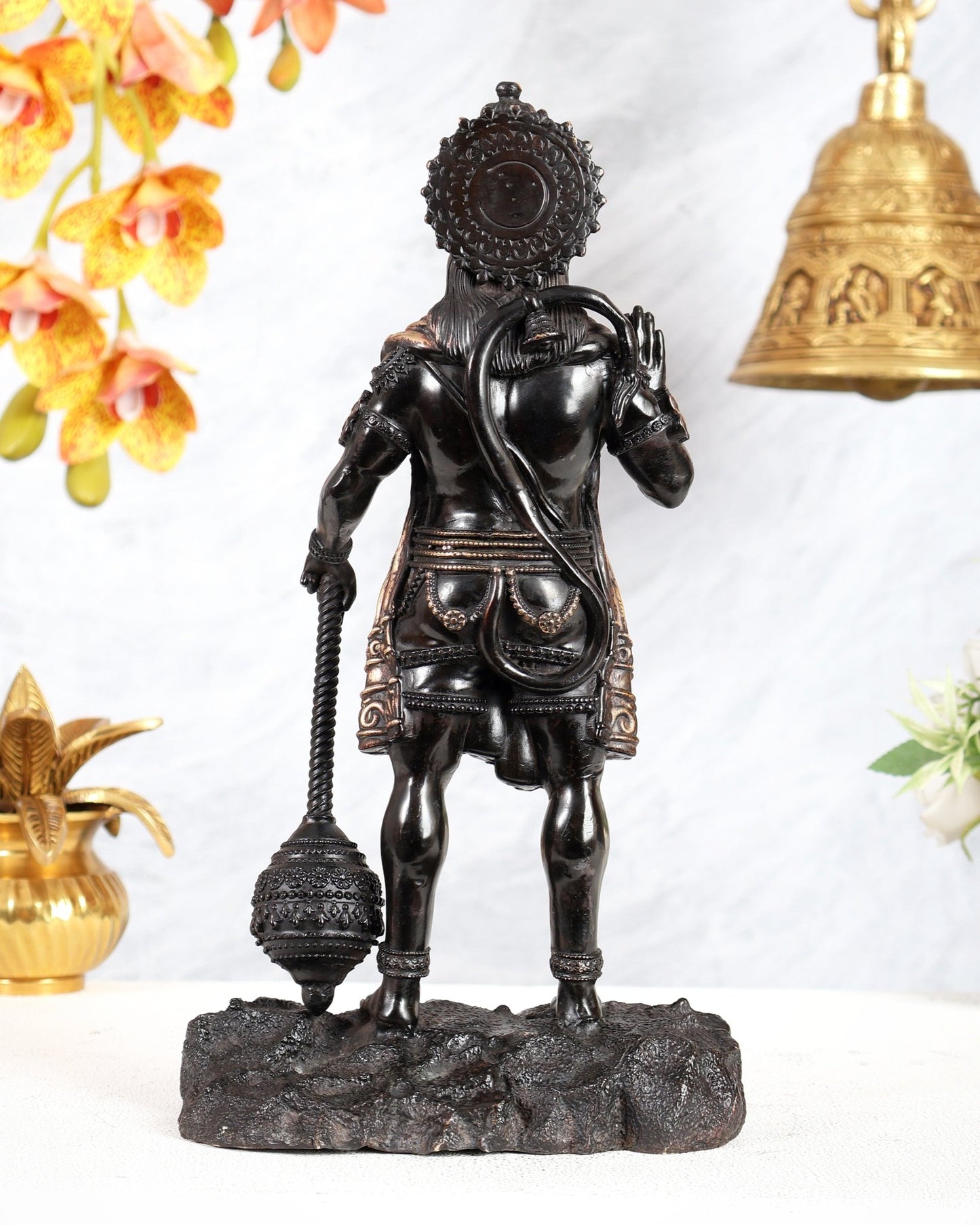 Brass Superfine Standing Bahubali Hanuman Statue 12 inch black finish - Budhshiv.com