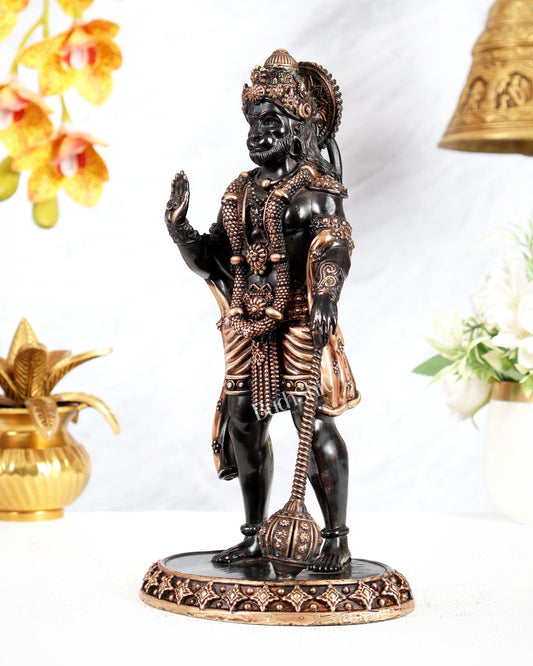 Brass Superfine Standing Hanuman Idol – Black Finish Divine Sculpture (10 Inches) - Budhshiv.com