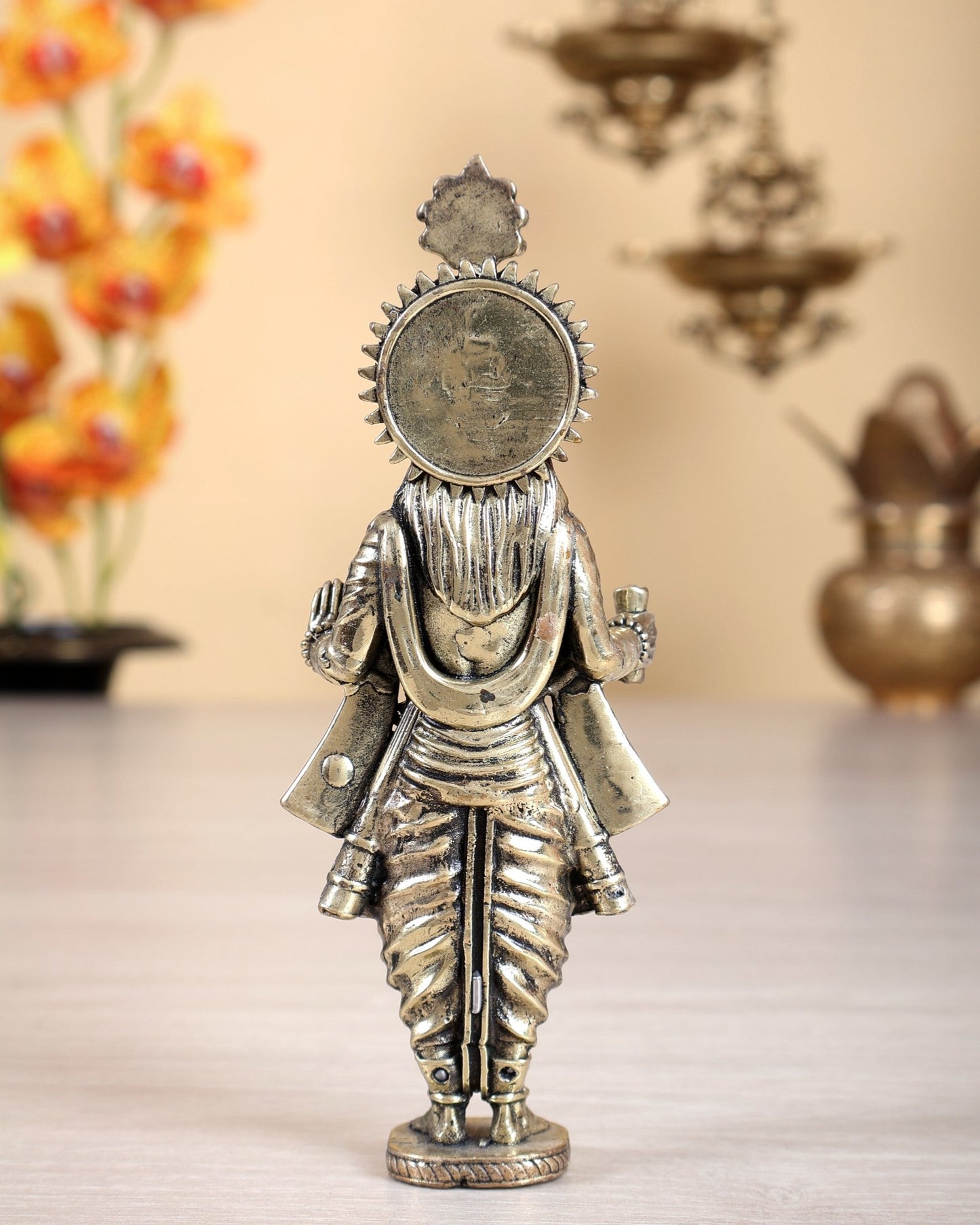 Brass Superfine Swaminarayan Idol – 5.25 Inch Highly Detailed Hollow Casted Murti - Budhshiv.com
