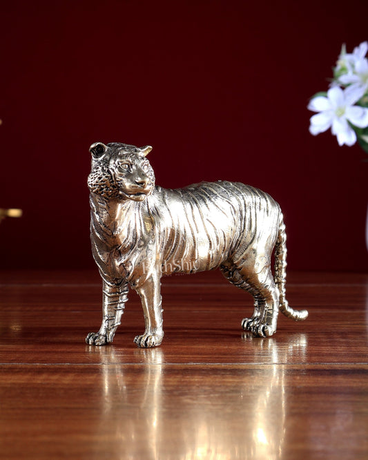 Brass Superfine Tiger Idol | Small Size 5.5 inch - Budhshiv.com