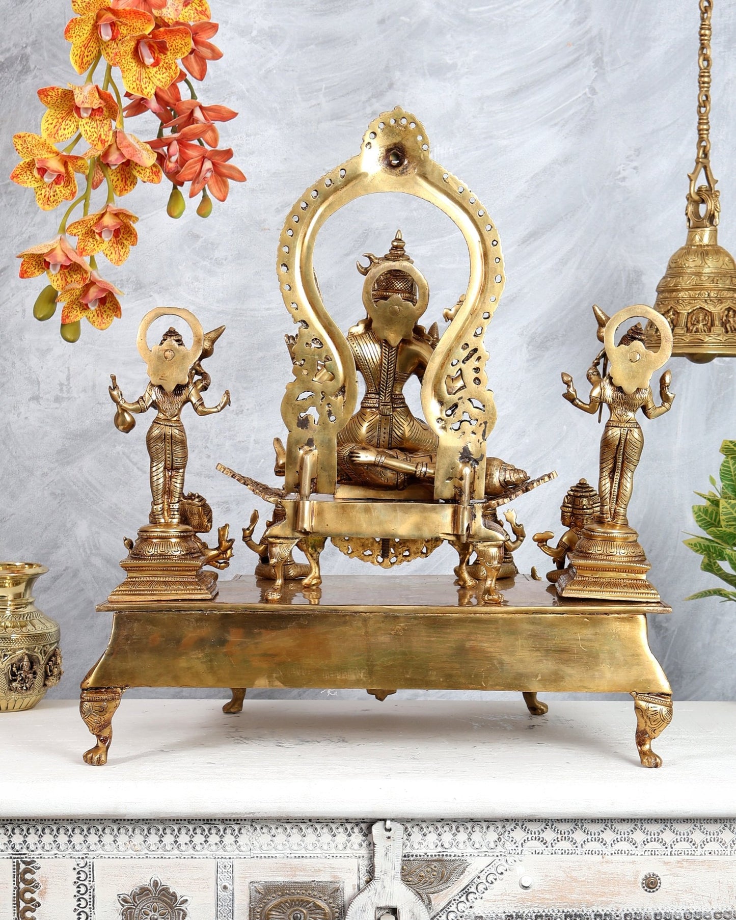 Brass Superfine Tripura Sundari Rajarajeshwari Sri Vidya Darbar – Grand Temple Sculpture (22.75 Inches) - Budhshiv.com